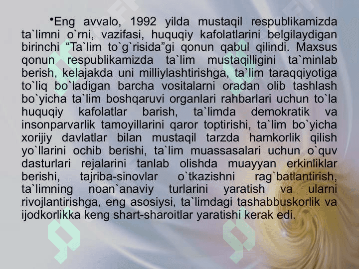 KADRLAR TAYYORLASH VA TA’LIM SOHASINI ISLOH QILISH 4