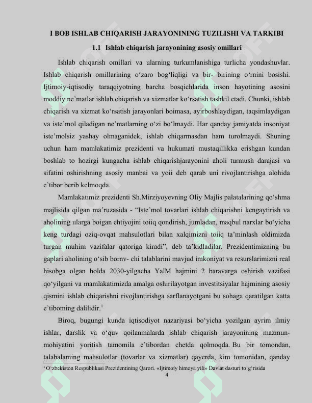 Ishlab chiqarish jarayonining mazmuni va ... 4