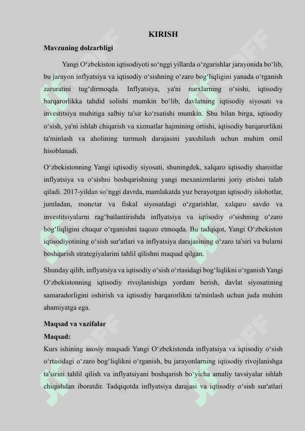 Inflyatsiya va iqtisodiy o‘sish o‘zaro bog‘liqligining Yangi O‘zbekistondagi xususiyatlari 3