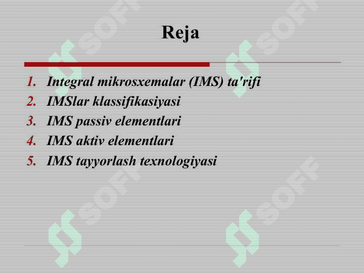 Integral mikrosxemalar va ularning sinflanishi 2