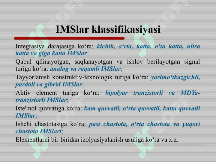 Integral mikrosxemalar va ularning sinflanishi 6