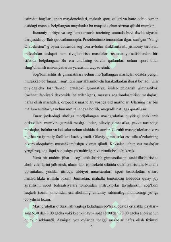 Aholi turar joylarda ommaviy sog’lamlashtirish gimnastikani tashkil qilish 6