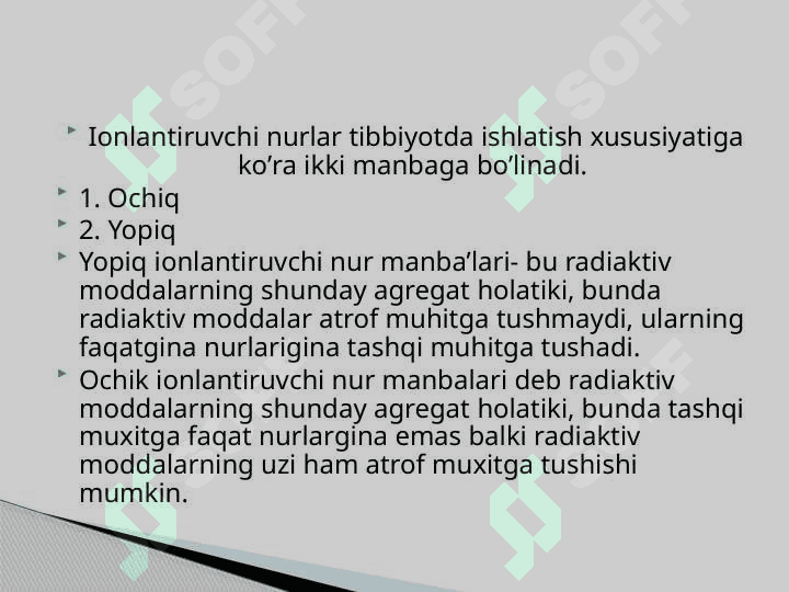 Ionlantiruvchi nurlar tibbiyotda ishlatish 2