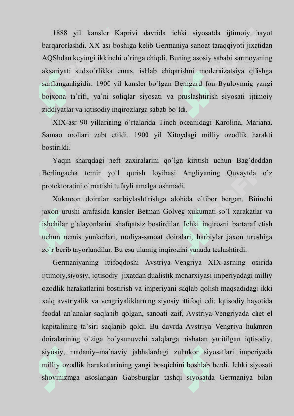Versal vashington tizimining shakllanishi 5