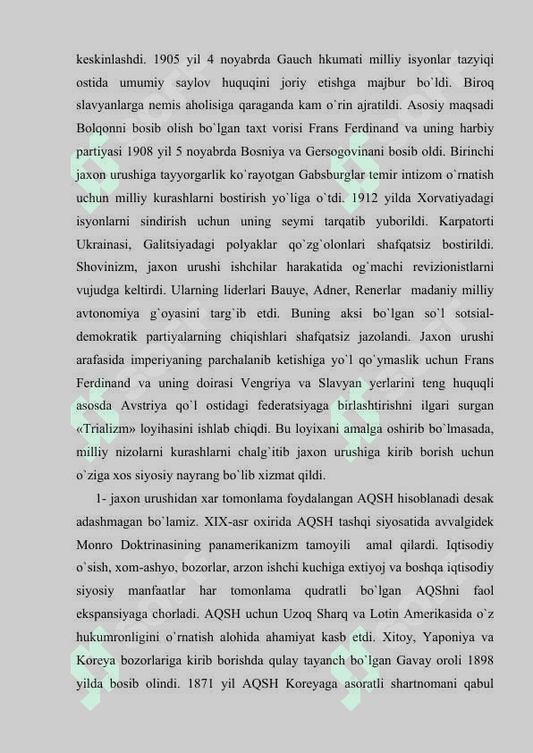Versal vashington tizimining shakllanishi 7