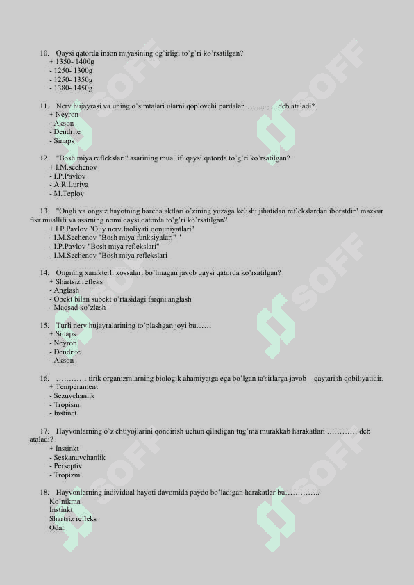 «Umumiy psixologiya» fanidan yakuniy nazorat uchun savollar jamlanmasi 2