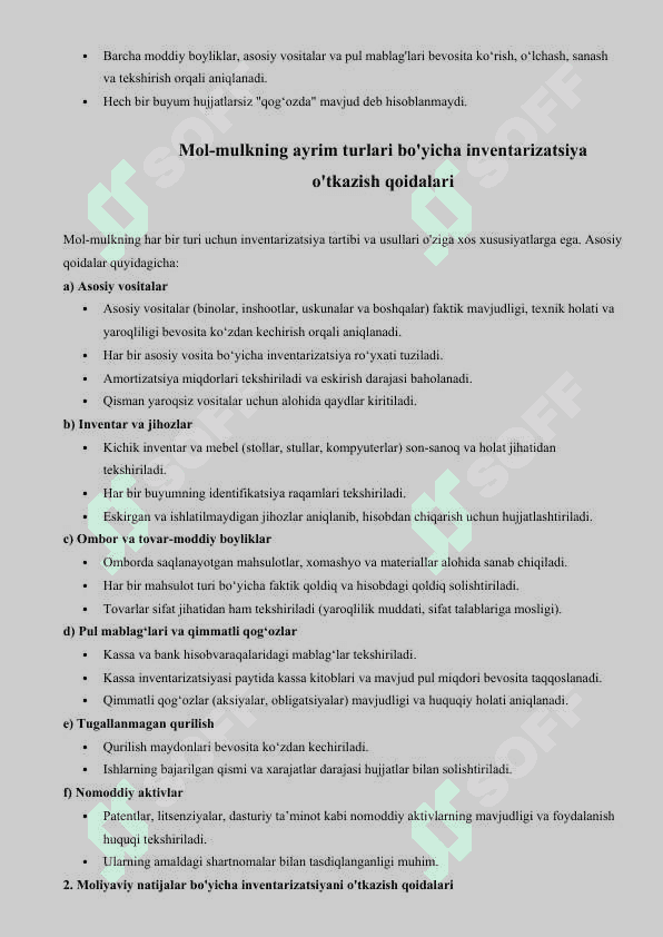 Tovar, moddiy boyliklar, pul mablag‘lari va hisoblarni Inventarizatsiya qilish 4