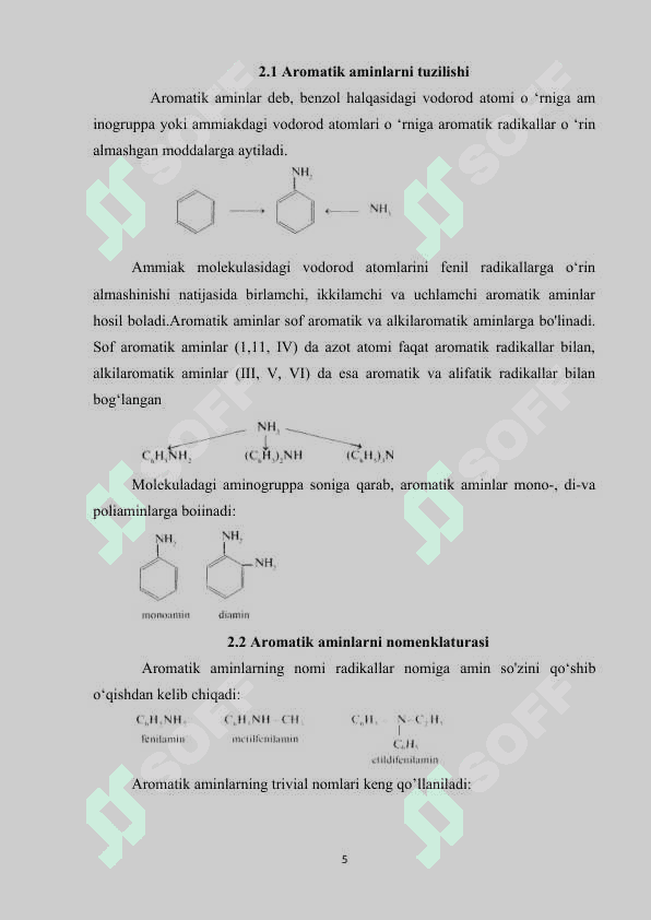 Aromatik  aminlar- tuzilishi, xossalari, ishlatilishi 5