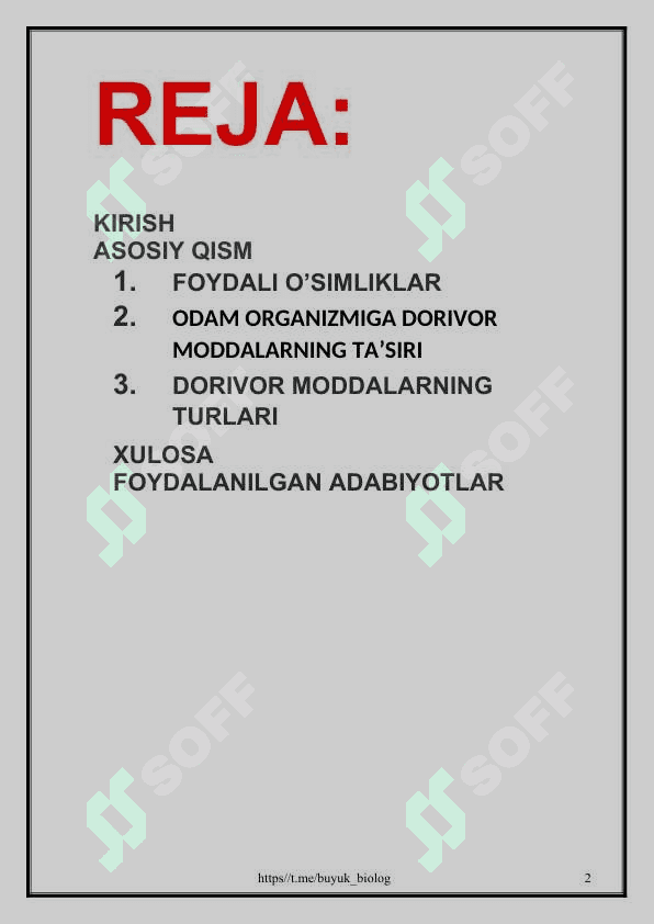 O’zbekistonning foydali o’simliklari 2