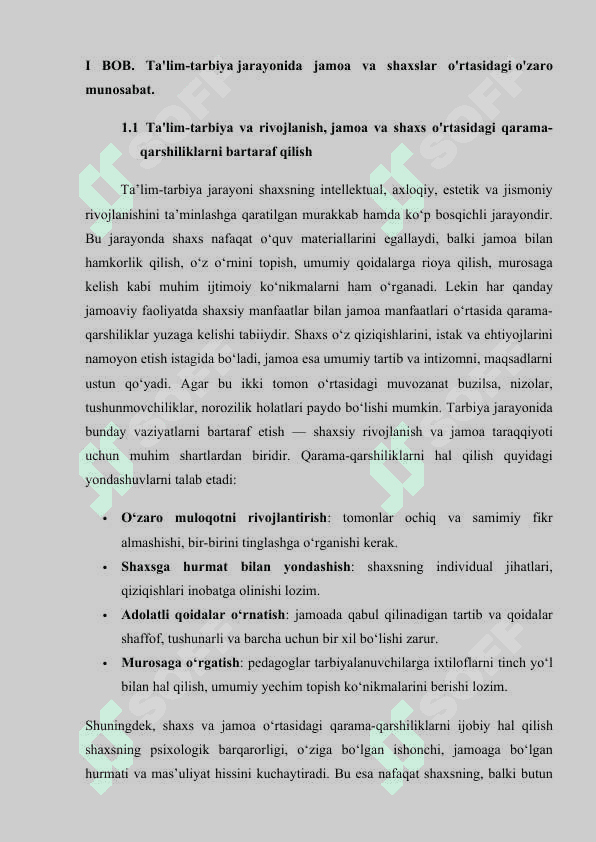 Tarbiya jarayonida jamoa bilan shaxs qarama-qarshiliklarini bartaraf etish 6