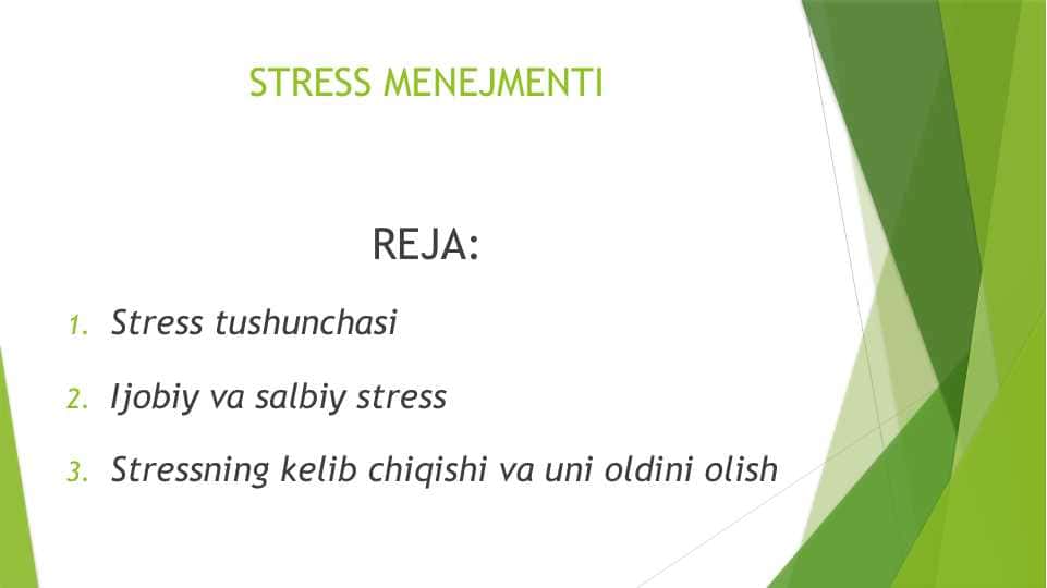 STRESS MENEJMENTI