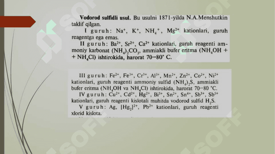 Analitik kimyo fanining vazifasi va mohiyati.Analitik kimyo usullarining sinflanishi I va II guruh kationlari 8