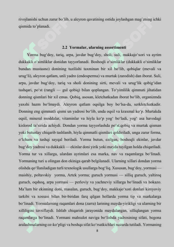 DON MAHSULOTLARI (kurs ishi) 8