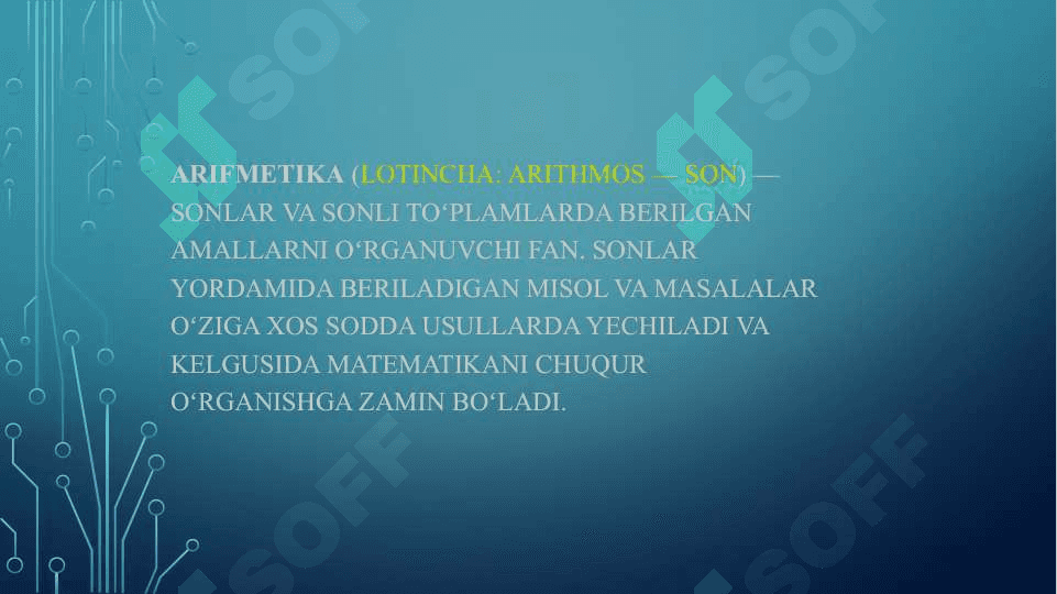 arifmetrik misollarni yechish boshlang'ich maktabda matematika fanini o'ranishga tayyorlash. 2