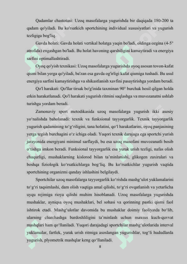Uzoq masafalarga yugurish texnikasini o‘rgatish (3000 m) 8