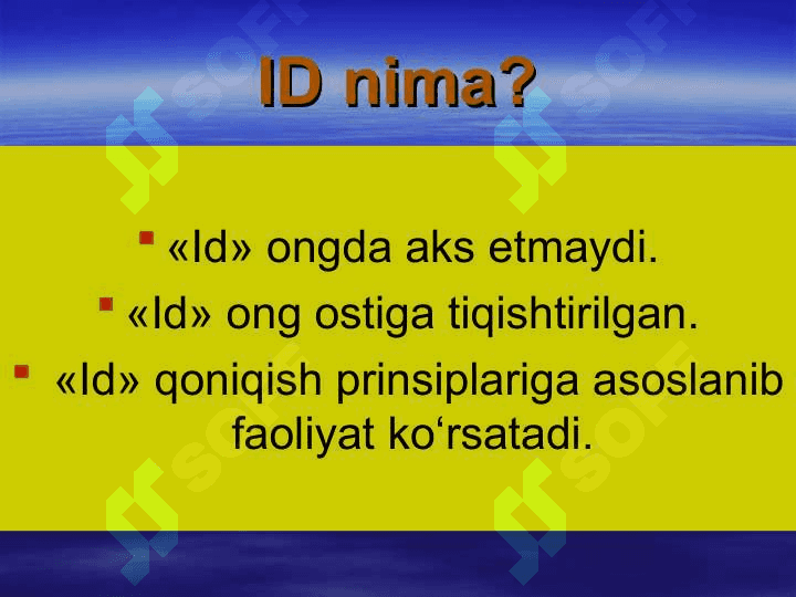 Zigmund Freydning Psixoanalitik ta'limoti. 7
