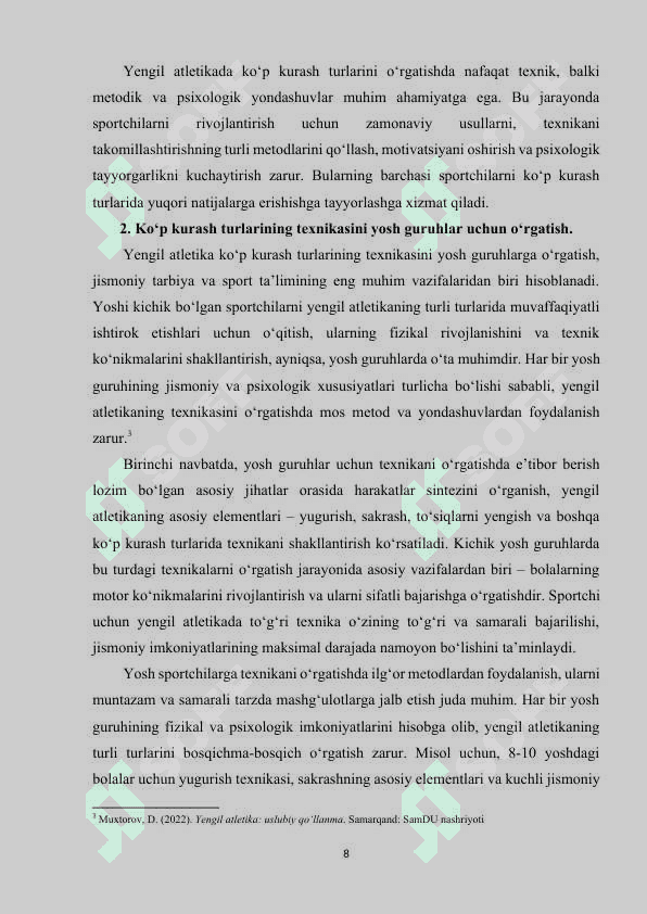 Ko‘p kurash turlari texnikasini o‘rgatish metodikasi 8