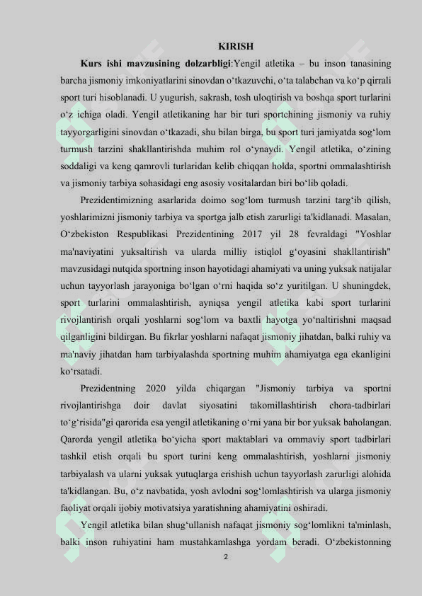 Yengil atletika bilan shug‘ullantirish va uni o‘rgatish asoslari. 2
