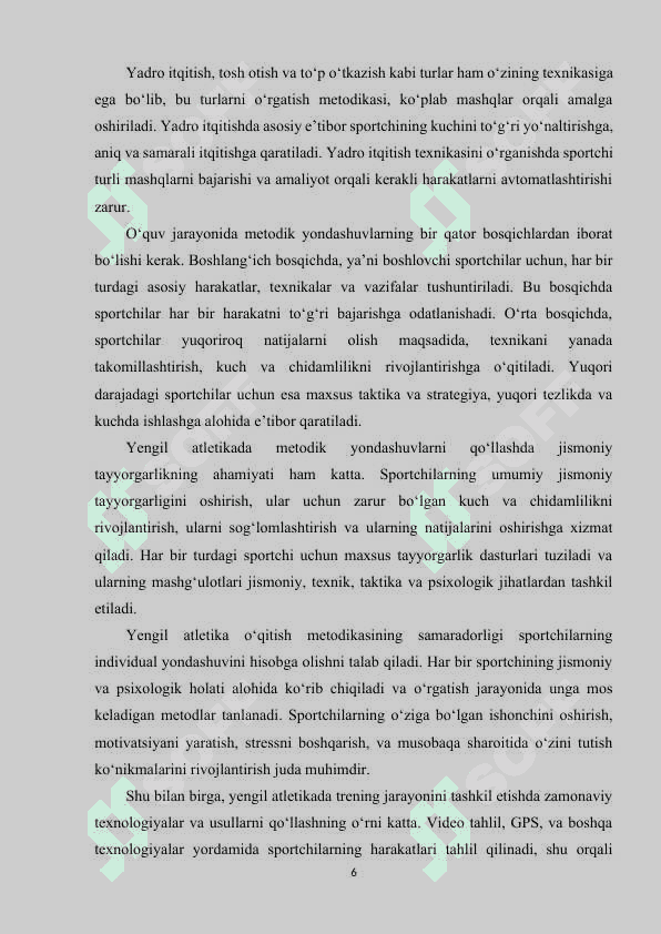 Yengil atletika bilan shug‘ullantirish va uni o‘rgatish asoslari. 6