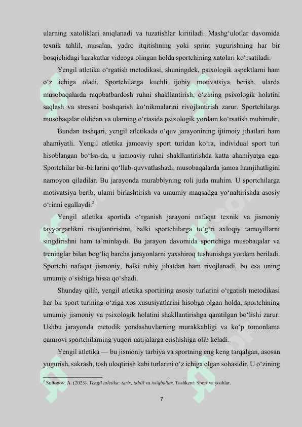 Yengil atletika bilan shug‘ullantirish va uni o‘rgatish asoslari. 7
