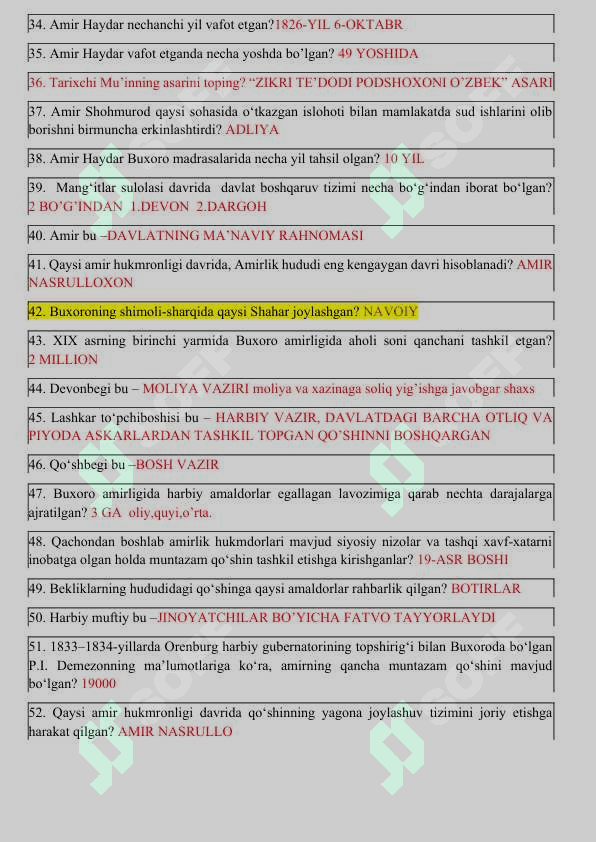 Test tarixdan javoblar 2024 3