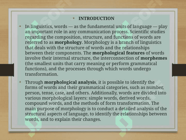 MORPHOLOGICAL CHARACTERISTICS OF WORDS 3