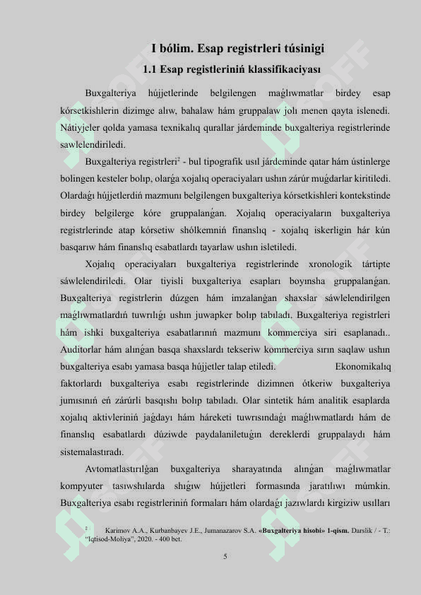 Esap kıtaplardı dúzetiw processleri hám finanslıq esabatlarda sáwlelendiriw 5
