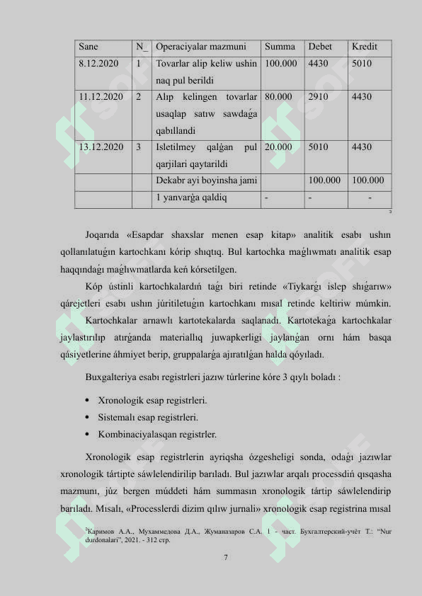 Esap kıtaplardı dúzetiw processleri hám finanslıq esabatlarda sáwlelendiriw 7