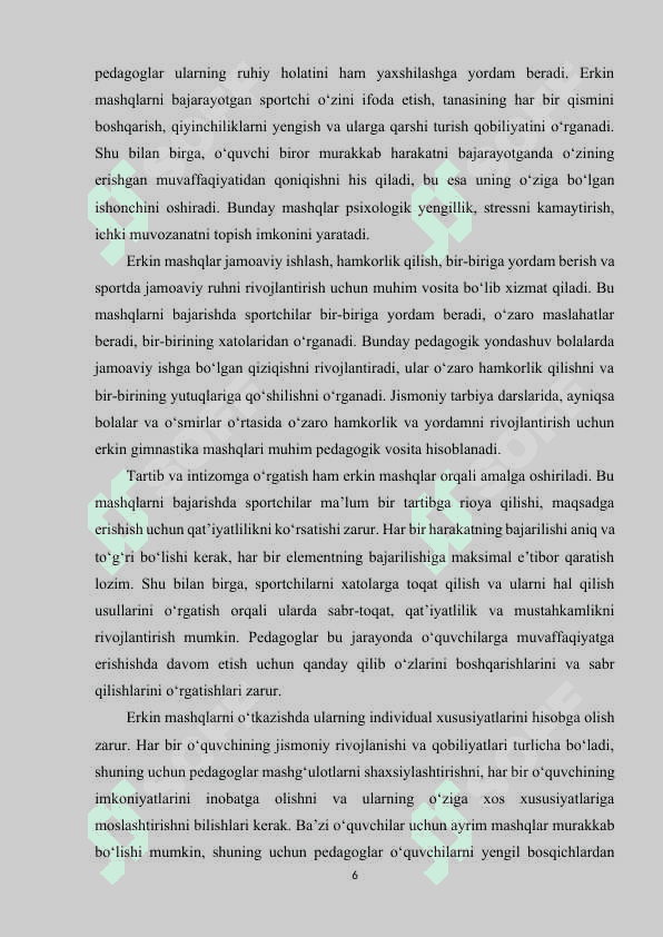 Gimnastika darslarida erkin mashqlarga o‘rgatish 6