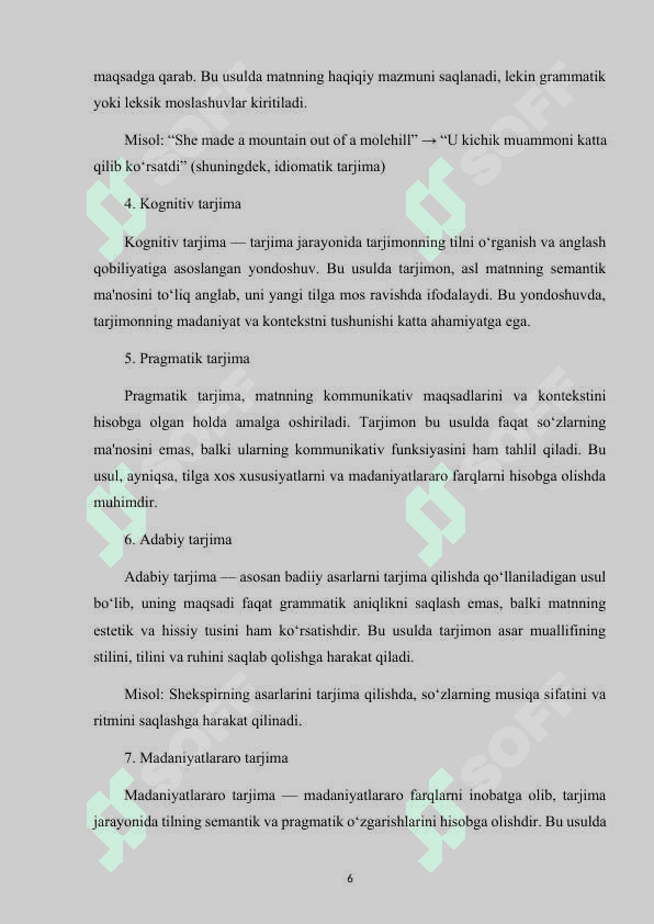 Tarjima usullari va ularning klassifikatsiyasi 6