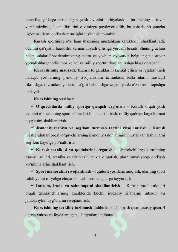 Kurash to‘garaklarini tashkil qilish va rejalashtirish. 3