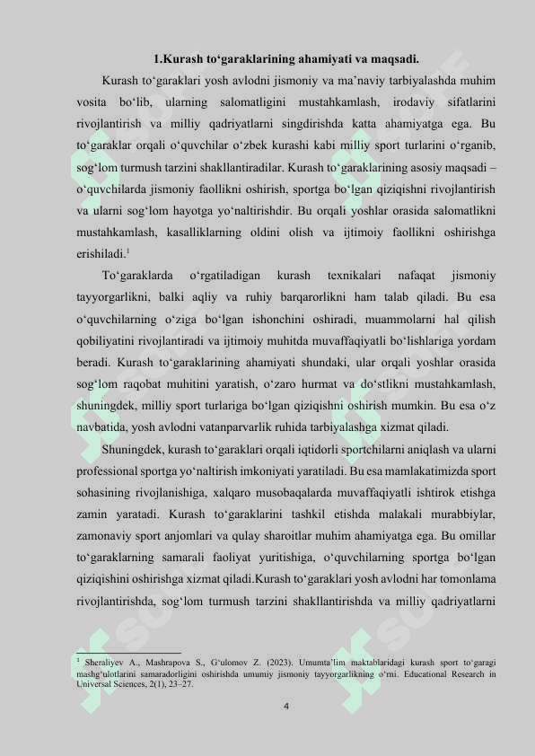 Kurash to‘garaklarini tashkil qilish va rejalashtirish. 4