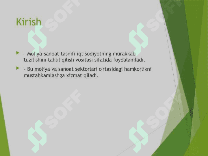 MOLIYA SANOAT TASNIFLANISHI 2