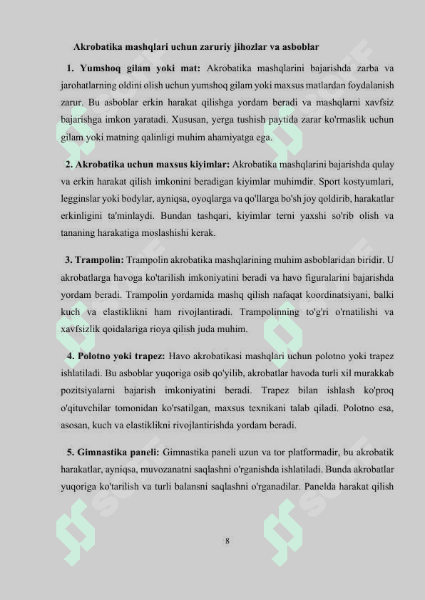 Akrobatika mashqlarini bajarishga o‘rgatish metodikasi 8