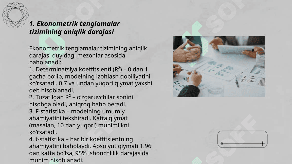 Ekonometrik tenglamalar tizimini baholsh mezonlari 3