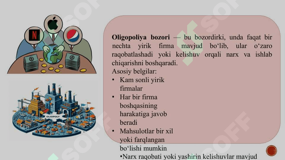 Nomukammal bozorlarda firmalar faoliyati 6