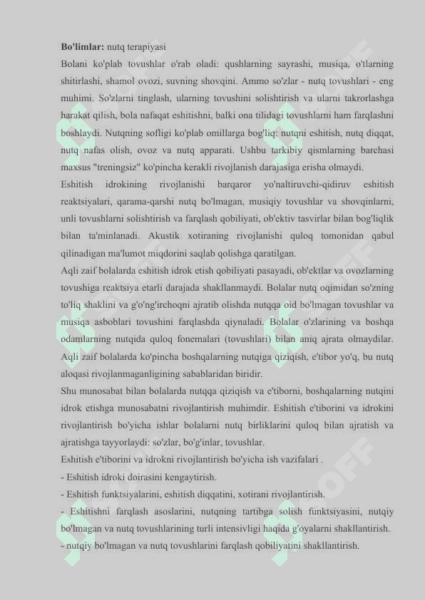 Bolalarning eshitish va ovoz xususiyatlari. 3