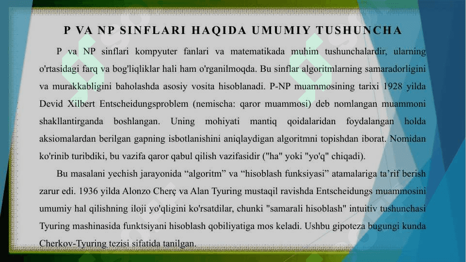 P va NP sinflar. NP-toʻliq masalalar tushunchasi 3