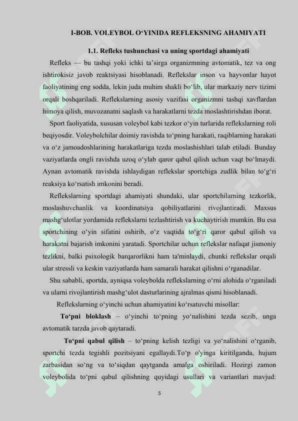 VOLEYBOL O’YINIDA REFLEKS VA TEZKOR QAROR QABUL QILISH 5