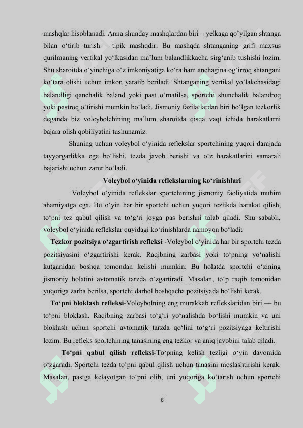 VOLEYBOL O’YINIDA REFLEKS VA TEZKOR QAROR QABUL QILISH 8