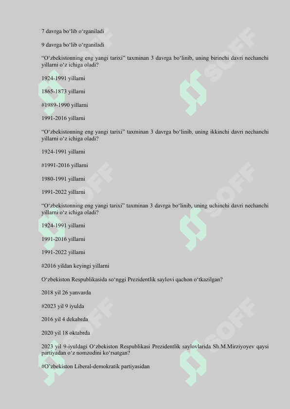 ozbekistonning eng yangi tarixi test 2