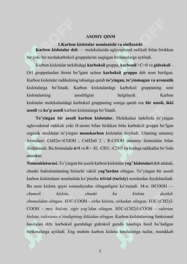 Karbon kislotalar, elektron tuzilishi, tabiatda uchrashi, ishlatilishi. 5