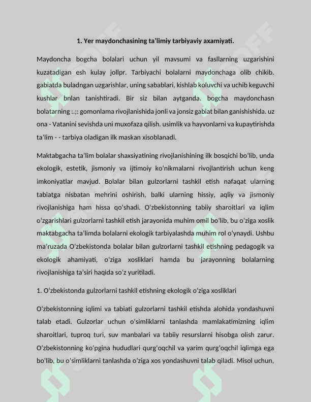 Maktabgacha taʼlim tashkilotida yer maydonchalari va ularning turlari. 5
