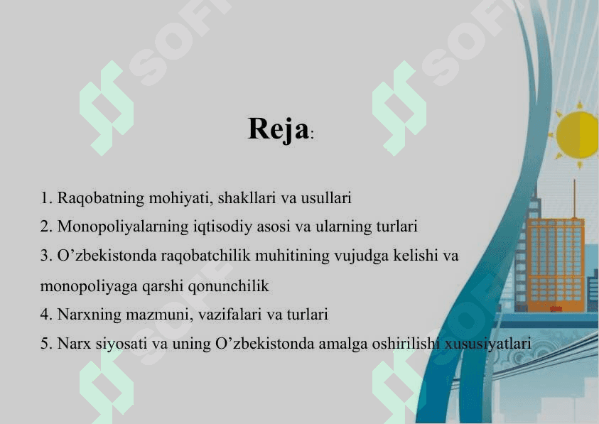 Raqobat va narxning shakllanishi 2