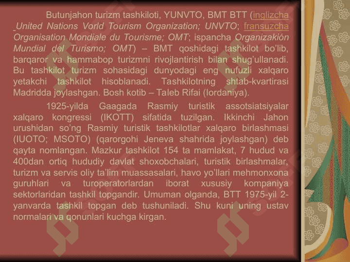 XALQARO TURISTIK TASHKILOTLAR 4