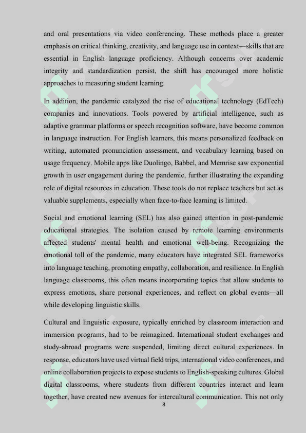 The Impact of Post-Pandemic Education on English Teaching Strategies 8