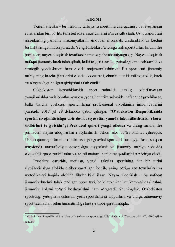 Yengil atletika sport turida nayza uloqtirish texnikasi 2