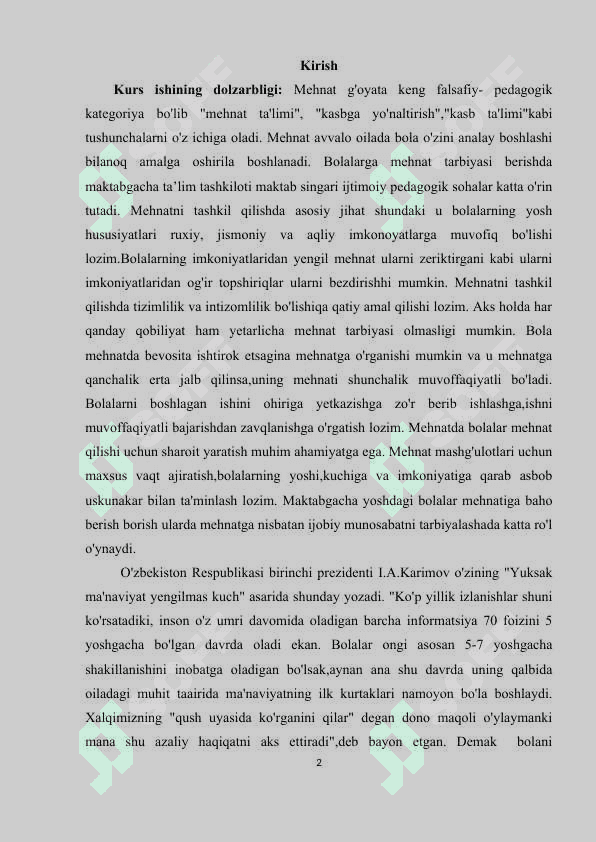 Maktabgacha yoshdagi bolalar hayotini tashkil etishda mehnat tarbiyasining tutgan o’rni 2