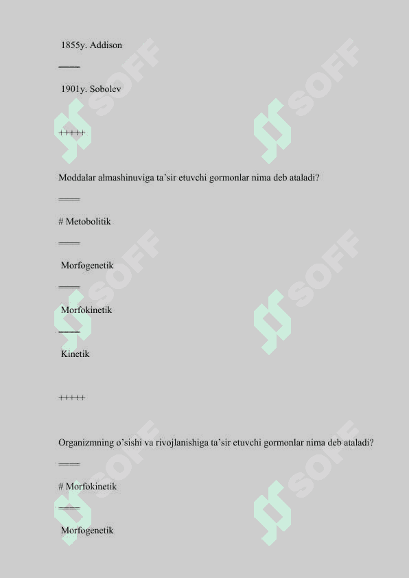 Fiziologiya va sport fiziologiyasi fanidan test savollari javoblari bilan 6