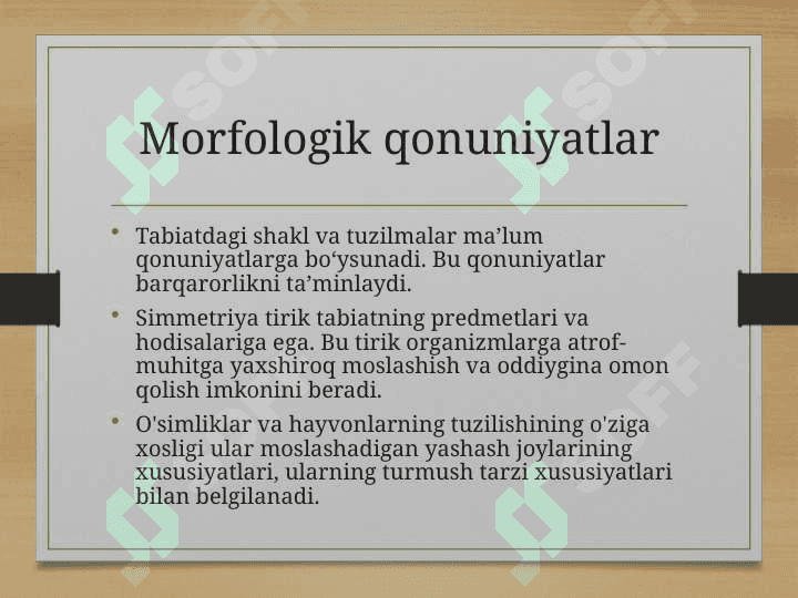 Morfologik qonuniyatlar, simmetriya turlari va metamorfoz 3